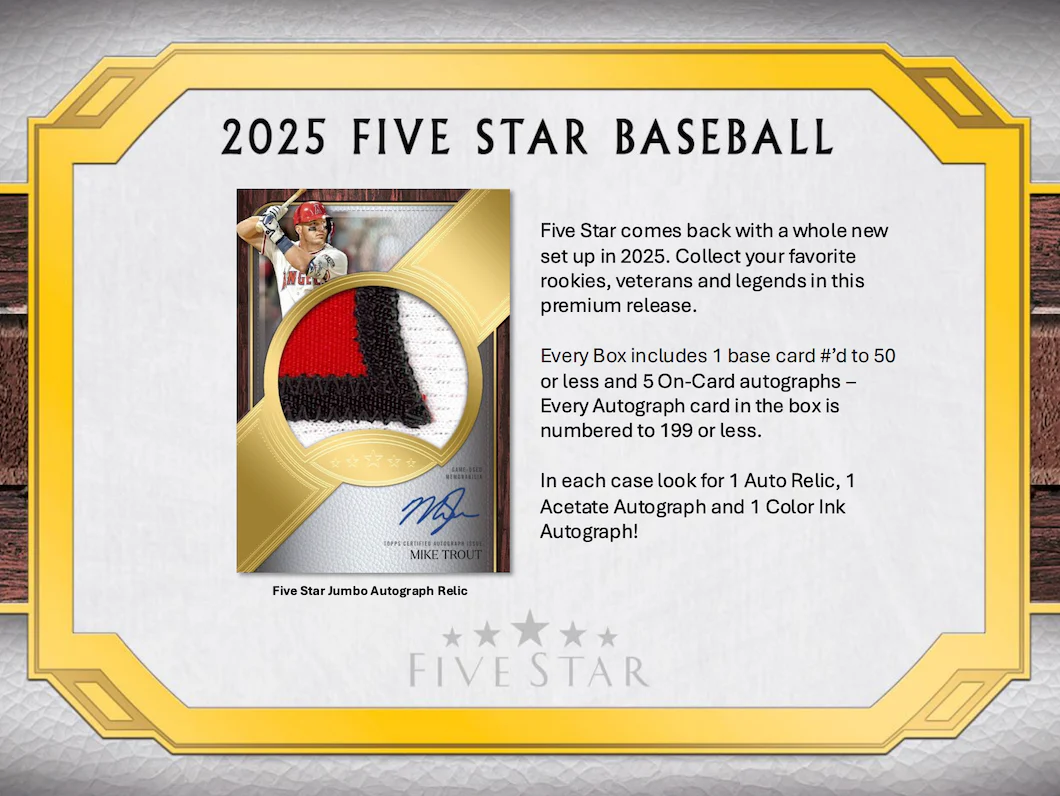 2025 Topps Five Star Baseball Hobby 3 Box Case Break #11 - RANDOM TEAMS